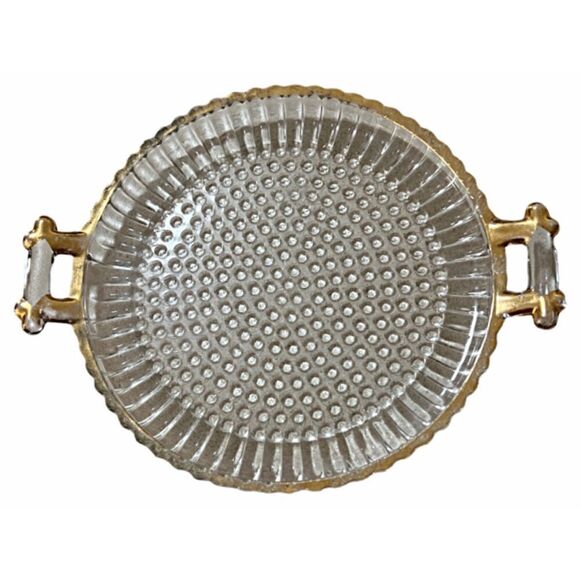 Vintage Crystal and Gold-Plated Serving Dish - Picture 2 of 5